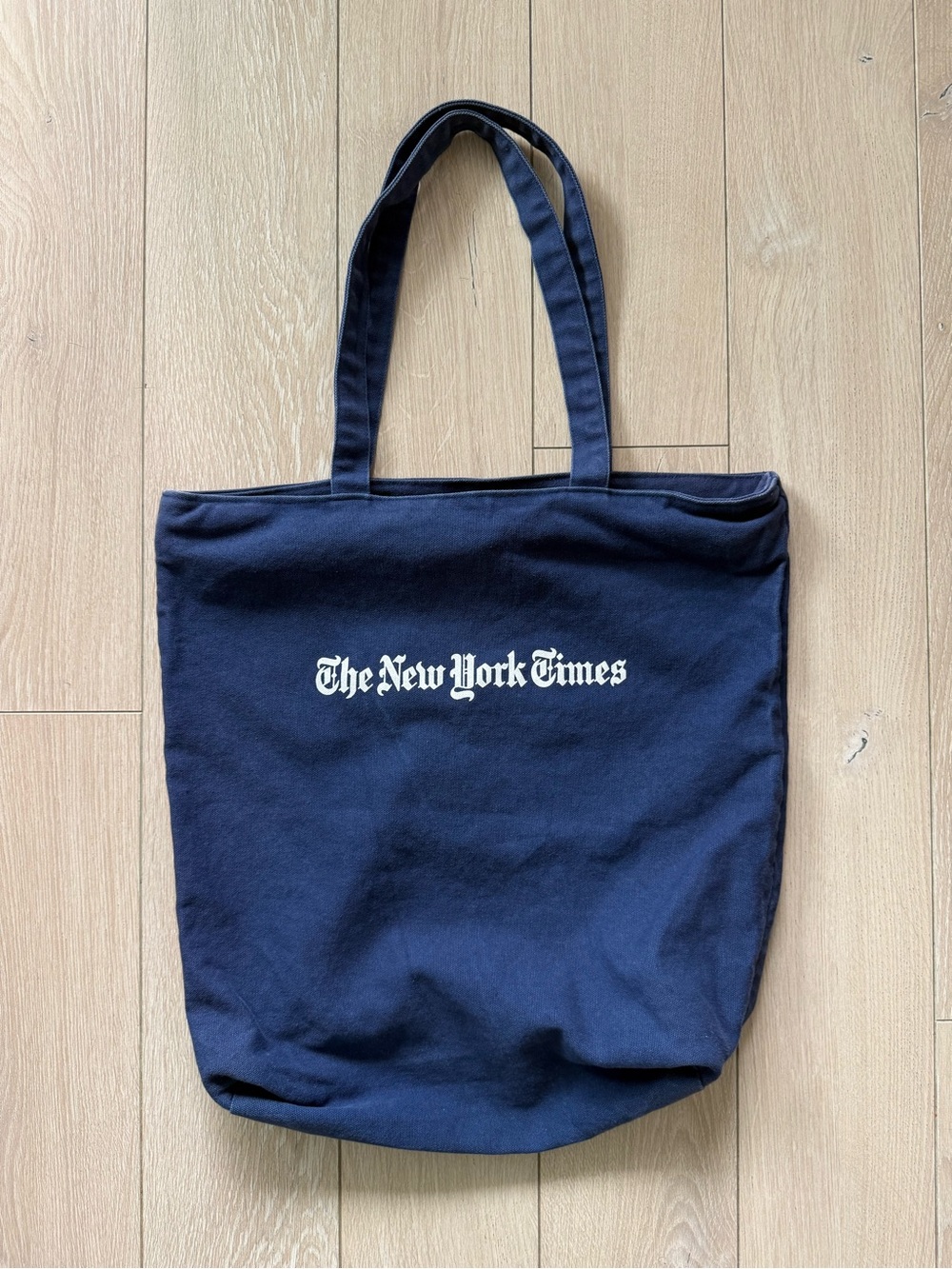 The New York Times Vintage Promo Canvas Tote Bag Shopping Bag Blue 15”x15”